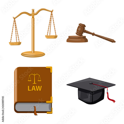 Isolated object of law and lawyer sign. Collection of law and justice stock vector illustration.