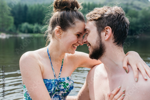 Couple looking at each other romantically