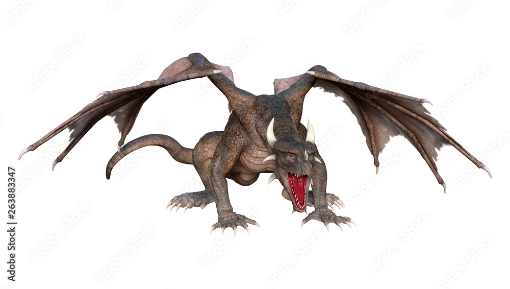 3D Rendering Fairy Tale Dragon on White 3D Rendering Fairy Tale Dragon on White