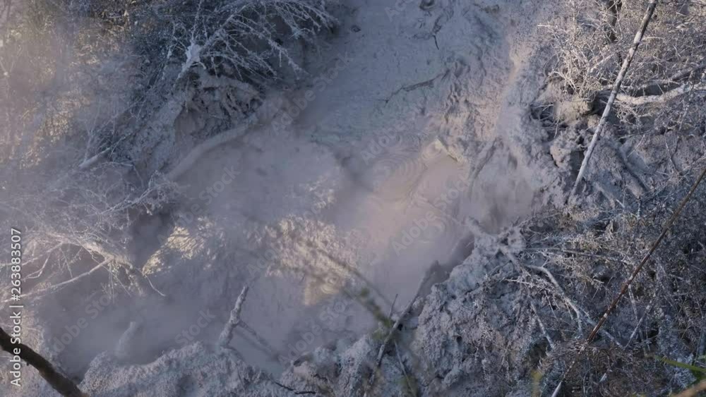 Mudpool Boiling Slow Motion Close-Up Mudpool Boiling Slow Motion Close-Up