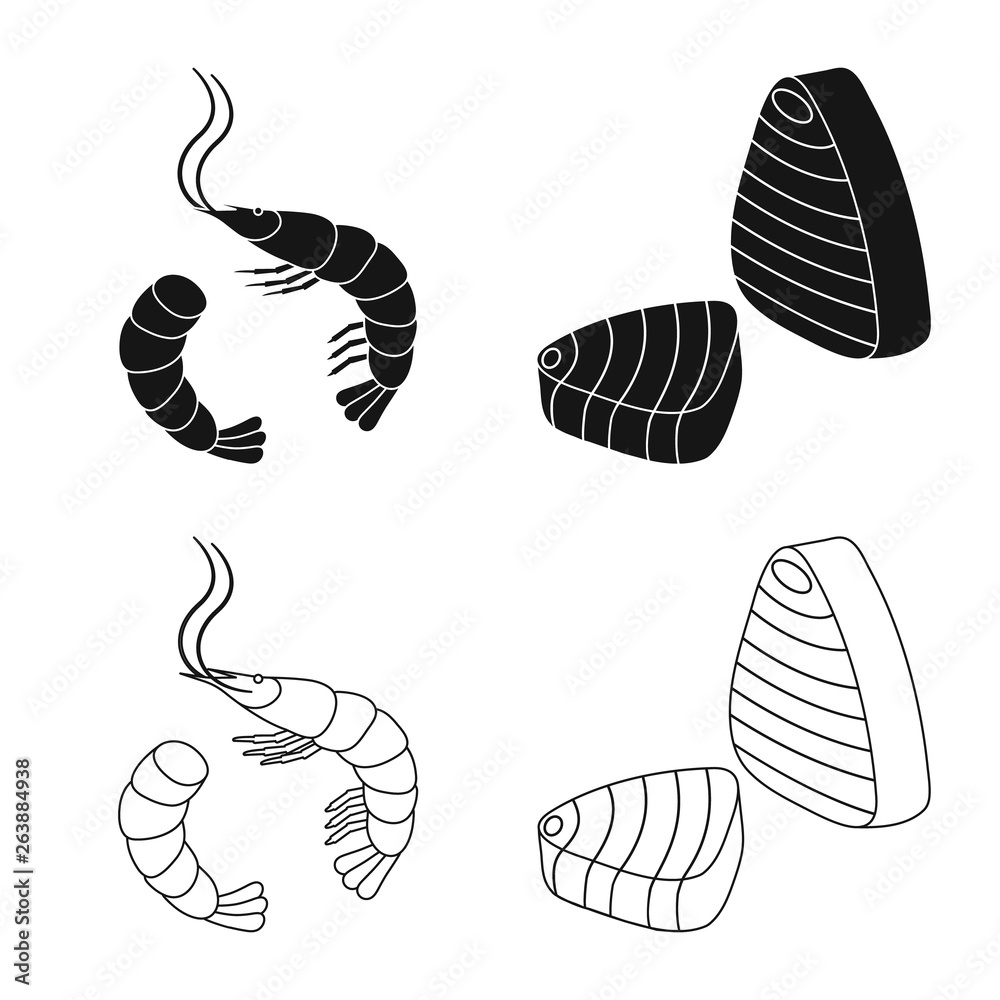 Vector illustration of fresh and restaurant icon. Collection of fresh and marine stock vector illustration. Vector illustration of fresh and restaurant icon. Collection of fresh and marine stock vector illustration.