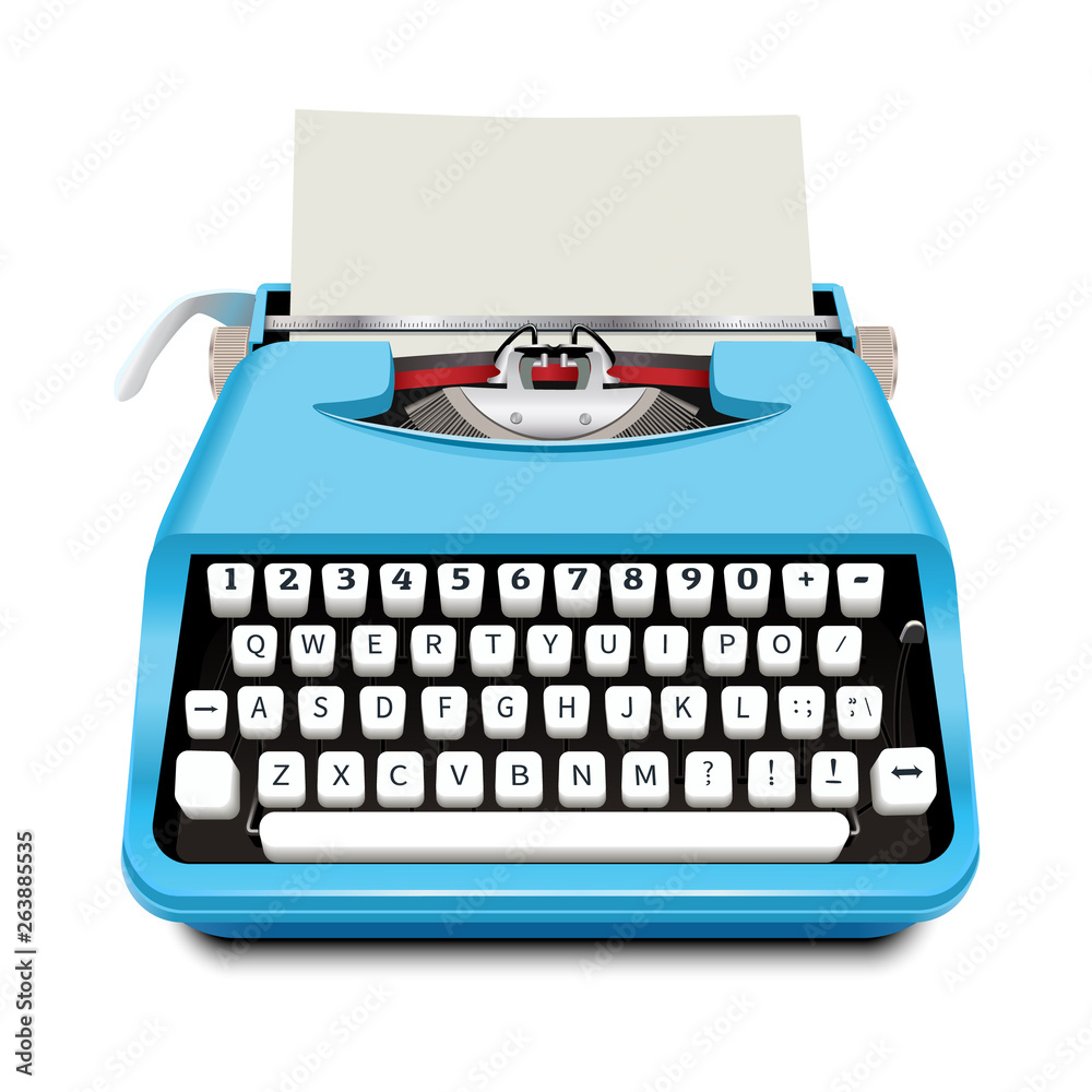 Typewriter Reference Image Typewriter icon. Realistic illustration of typewriter vector icon for ...