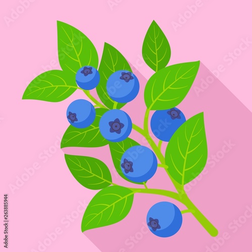 Billberry branch icon. Flat illustration of billberry branch vector icon for web design