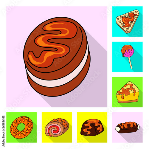 Vector design of confectionery and culinary symbol. Set of confectionery and colorful vector icon for stock.