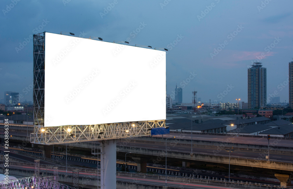 Billboard street on light trails for outdoor advertising poster or blank billboard for advertisement. street light. Billboard street on light trails for outdoor advertising poster or blank billboard for advertisement. street light.