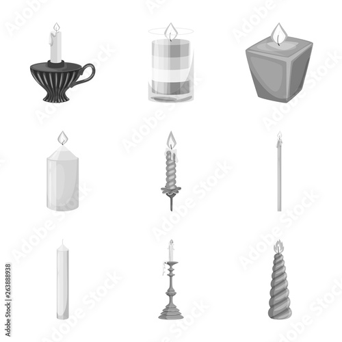 Vector illustration of paraffin and fire sign. Set of paraffin and decoration vector icon for stock.