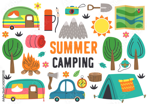 set of isolated summer camping elements part 1