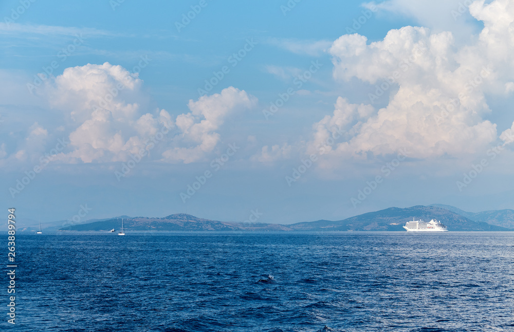 beautiful view of the ships in the Ionian Sea beautiful view of the ships in the Ionian Sea