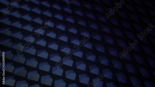Black glossy scales. Abstract background. Geometric composition with moving tiles. Motion design. Smooth hypnotic wavy pattern. 3d loop animation. 4K UHD