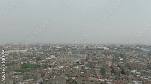 Aerial shot of Jakande slum in Lekki, Lagos, Nigeria, Africa photo