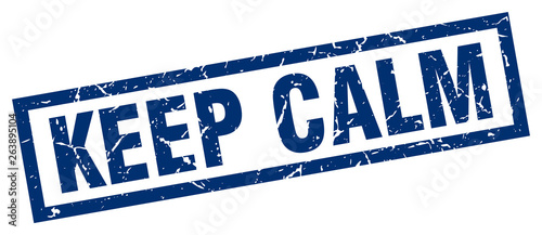 square grunge blue keep calm stamp