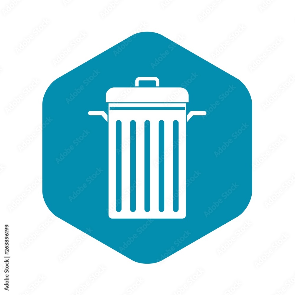 Metal trash can icon. Simple illustration of metal trash can vector icon for web Metal trash can icon. Simple illustration of metal trash can vector icon for web