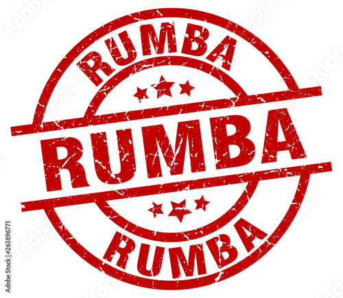 rumba round red grunge stamp