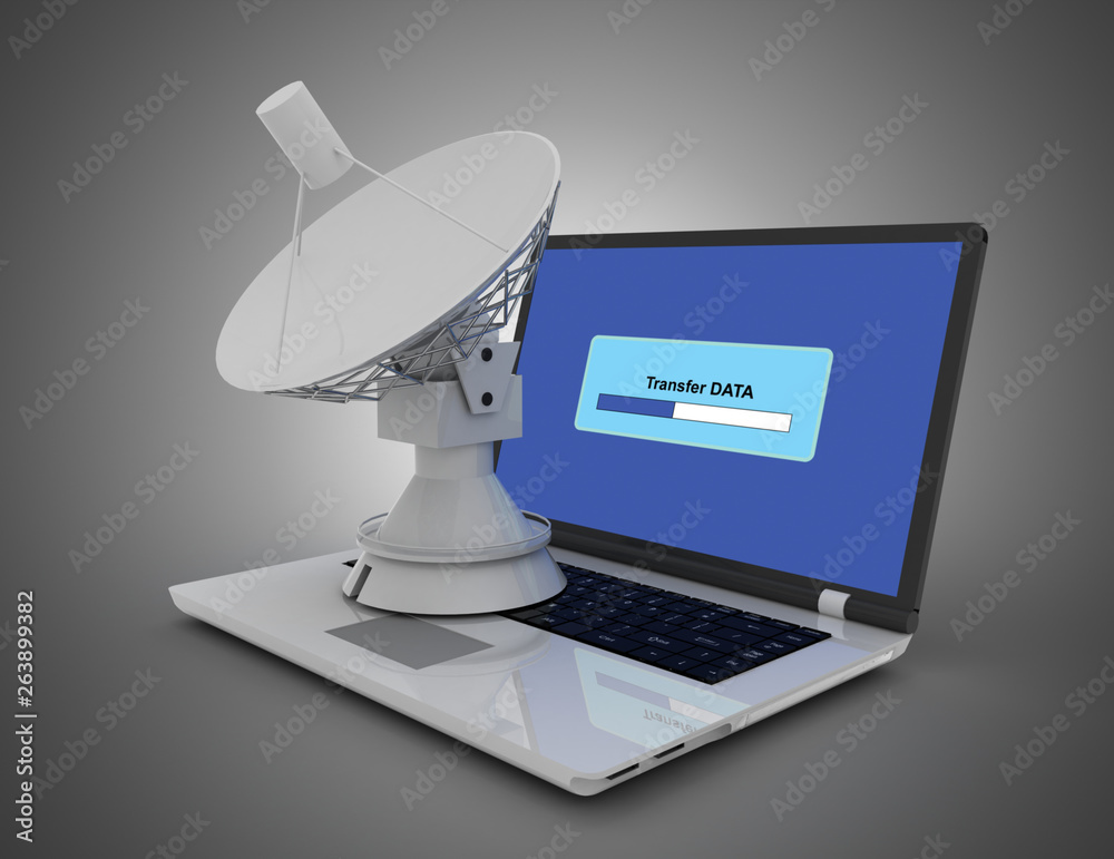 laptop and satellitedish. internet concept. 3d illustration laptop and satellitedish. internet concept. 3d illustration