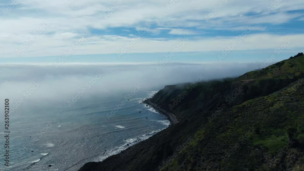High cliffside aerial video of coastal inversion. High cliffside aerial video of coastal inversion.