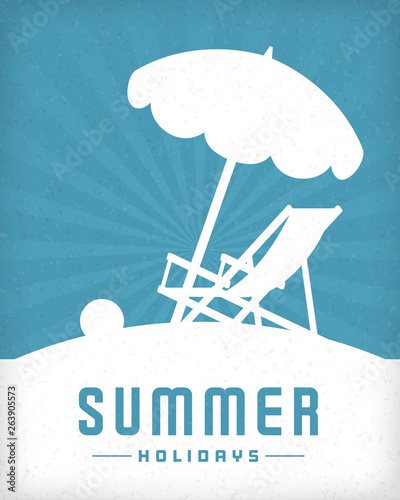 Beach and chaise longue chair summer vector background.