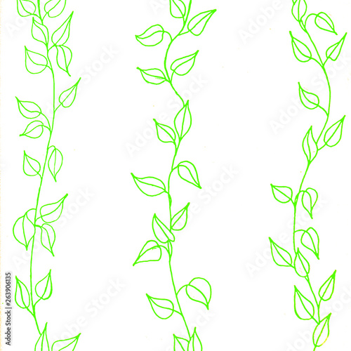 Green branches, leafing on a white background. Design greeting cards, fabrics, business cards, invitations, weddings.