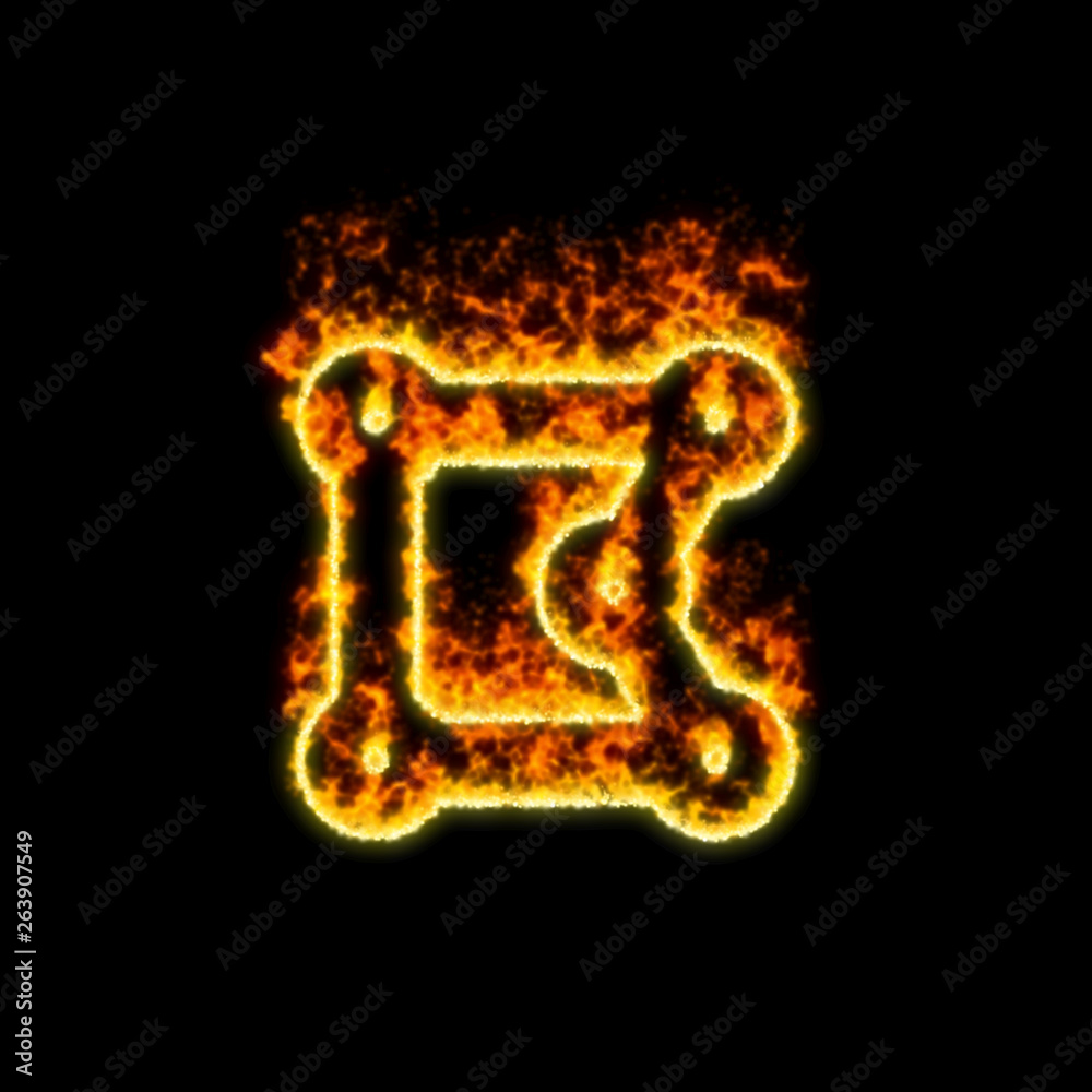 The symbol draw polygon burns in red fire The symbol draw polygon burns in red fire