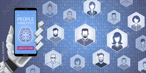 Automated People Analytics. Vector illustration on the subject of 'Big Data'.