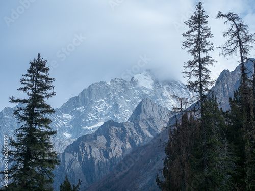 Landscape of Mount Siguniang(Four Girls Mountain, Four Sisters Mountain, Oriental Alps) in Ngawa Tibetan and Qiang Autonomous Prefecture, Sichuan Province, China. photo