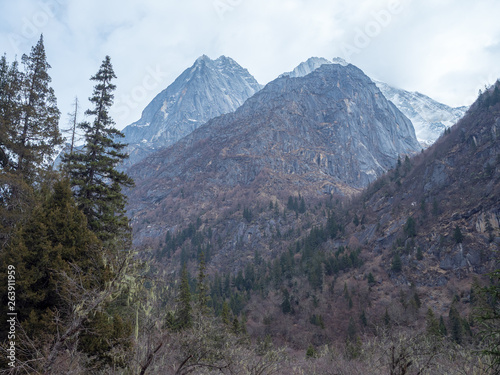 Landscape of Mount Siguniang(Four Girls Mountain, Four Sisters Mountain, Oriental Alps) in Ngawa Tibetan and Qiang Autonomous Prefecture, Sichuan Province, China. photo