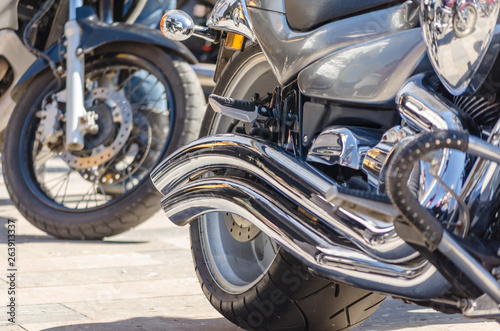 modern motorcycle chopper closeup