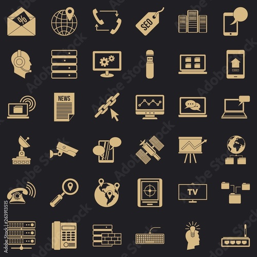 Smartphone icons set. Simple style of 36 smartphone vector icons for web for any design