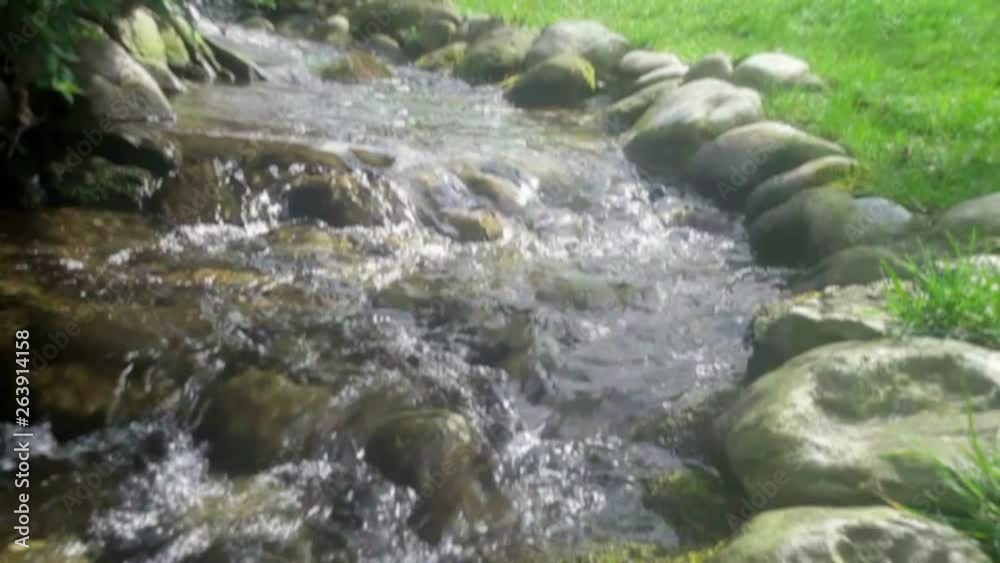 Water flow from little creek in the forest, selective focus Water flow from little creek in the forest, selective focus