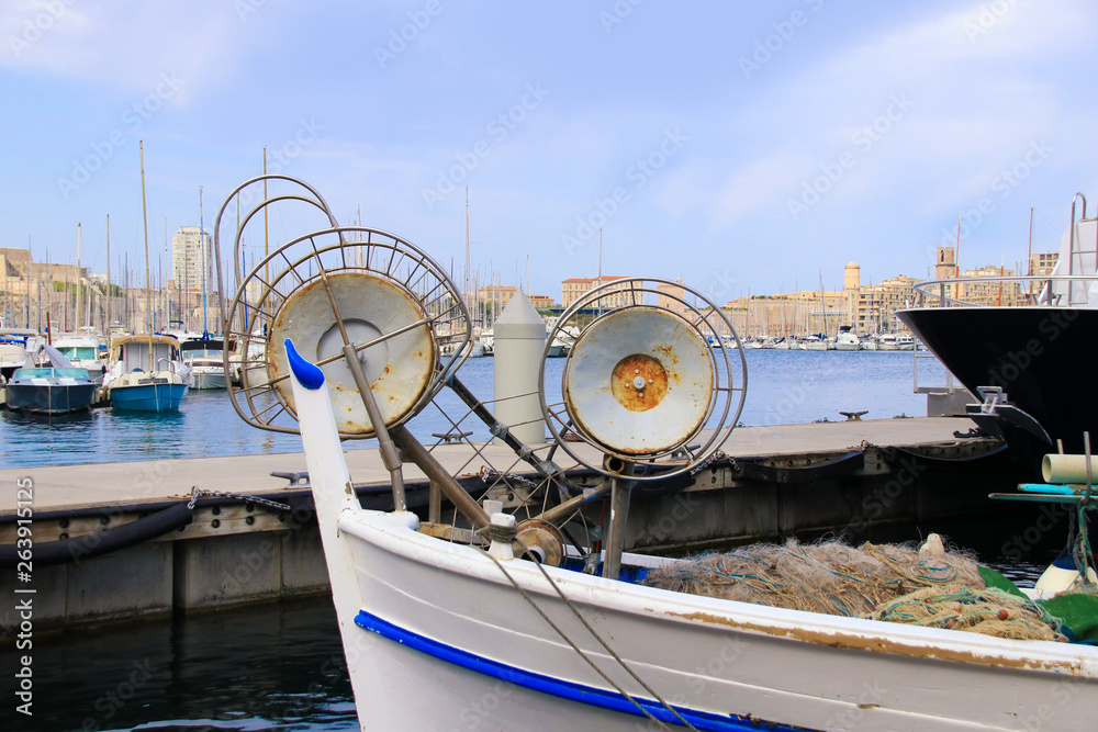 Fishing boat in the old port of Marseille - France