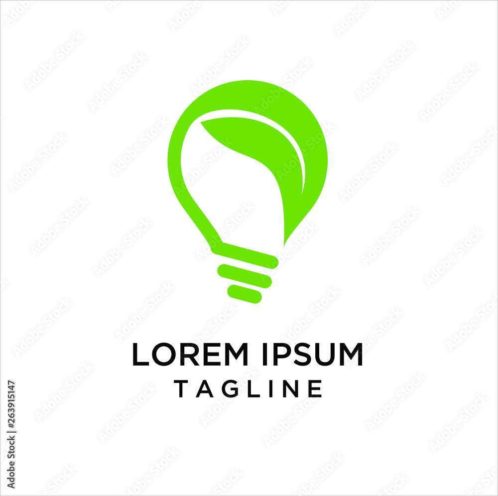 Creative Abstract Green Bulb Leaf Logo Design Vector Symbol Illustration Creative Abstract Green Bulb Leaf Logo Design Vector Symbol Illustration