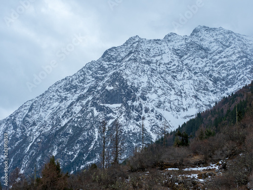 Landscape of Mount Siguniang(Four Girls Mountain, Four Sisters Mountain, Oriental Alps) in Ngawa Tibetan and Qiang Autonomous Prefecture, Sichuan Province, China. photo