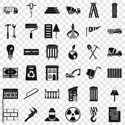Building brick icons set. Simple style of 36 building brick vector icons for web for any design photo
