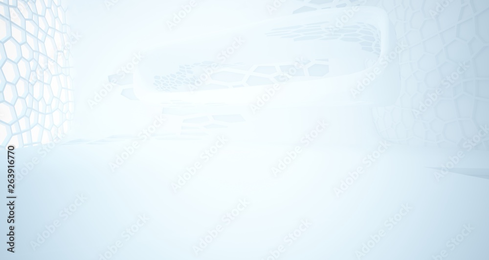 Abstract white parametric interior with window. 3D illustration and rendering. Abstract white parametric interior with window. 3D illustration and rendering.