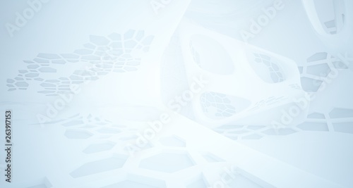 Obraz na płótnie Abstract white parametric interior with window. 3D illustration and rendering. w salonie
