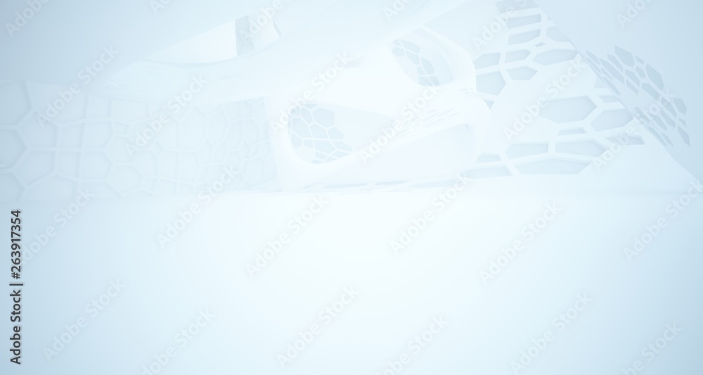 Abstract white parametric interior with window. 3D illustration and rendering. Abstract white parametric interior with window. 3D illustration and rendering.