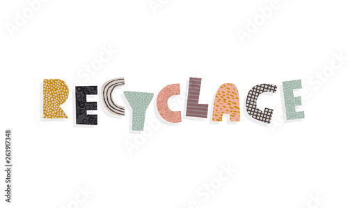 Recycling collage vector sign with french text