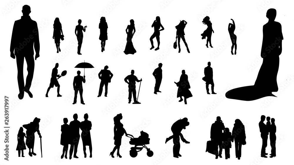 Silhouette of people on a white background (man, woman, family) Silhouette of people on a white background (man, woman, family)