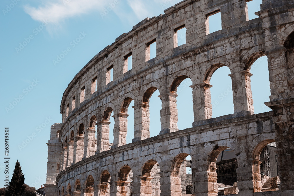 The Pula Arena is the famous Roman amphitheater in Pula, Istria, Croatia, Europe.