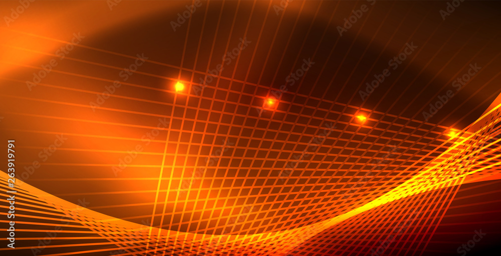 Obraz premium Neon glowing wave, magic energy and light motion background