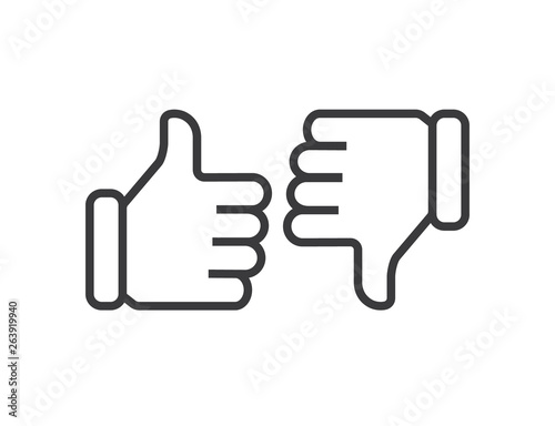 Thumbs up, lice icon and thumbs down - Vector