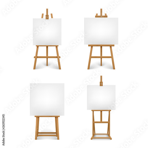 Collection different wooden artist easel template