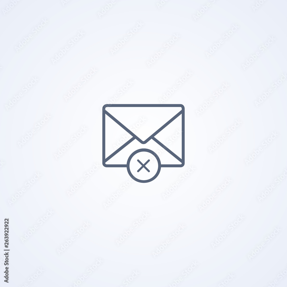 Delete email, vector best gray line icon Delete email, vector best gray line icon