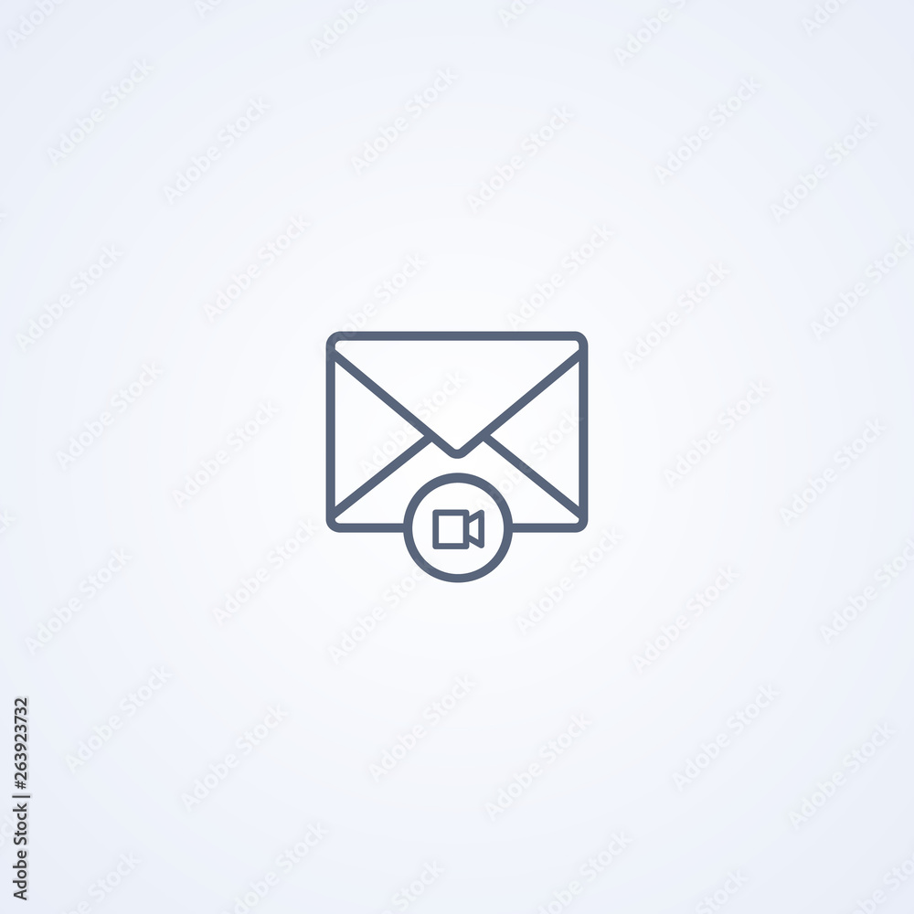 Video email, vector best gray line icon Video email, vector best gray line icon