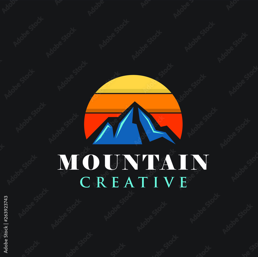 Mountain Logo template. with sunset. vector illustrator Mountain Logo template. with sunset. vector illustrator