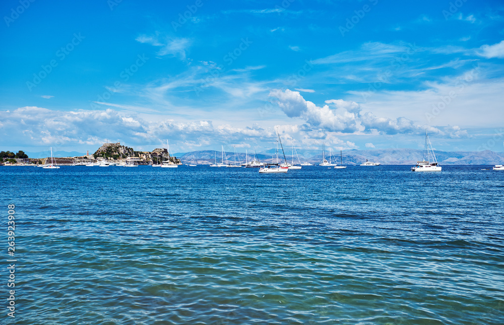 View of the sea and The Old Fortress of Corfu View of the sea and The Old Fortress of Corfu