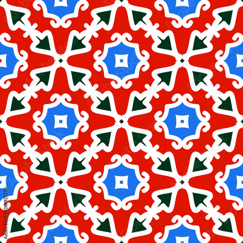 Bright seamless pattern with alternating geometric elements.