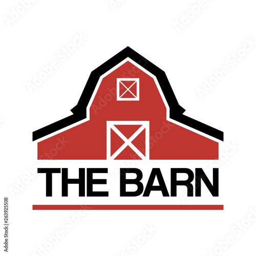 simple barn farm house logo. farm, house, barn, logo, agriculture, warehouse, red, farming, building, countryside, concept, company, architecture photo