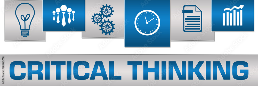 Critical Thinking Business Symbols Blue Grey On Top Horizontal 