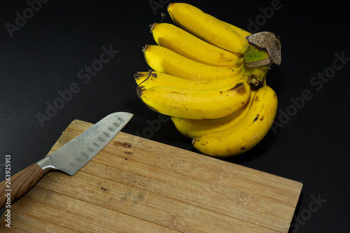 shot of banana ready to be cut