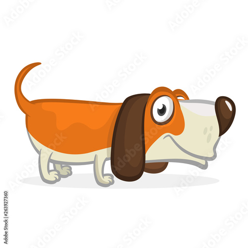 Funny beagle dog cartoon illustration
